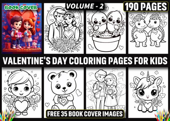 190 Valentine’s Day Coloring Pages – KDP