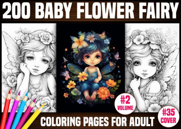 200 Baby Flower Fairy Coloring Pages KDP