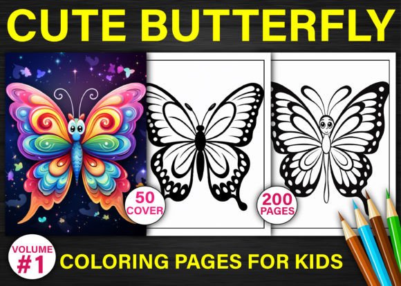 200 Cute Butterfly Coloring Pages KDP