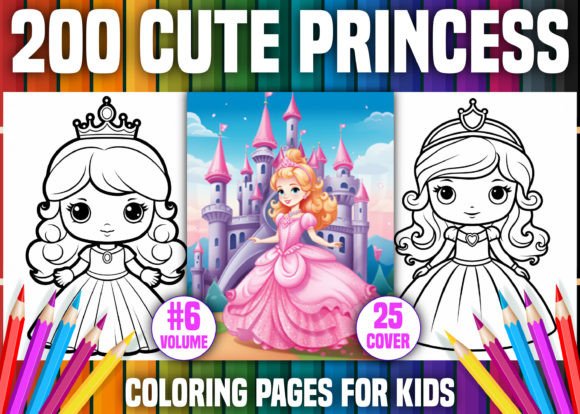 200 Cute Princess Coloring Pages for KDP