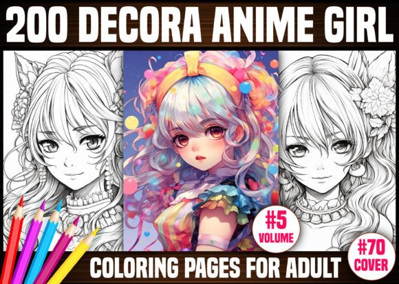 200 Decora Anime Girl Coloring Pages Kdp