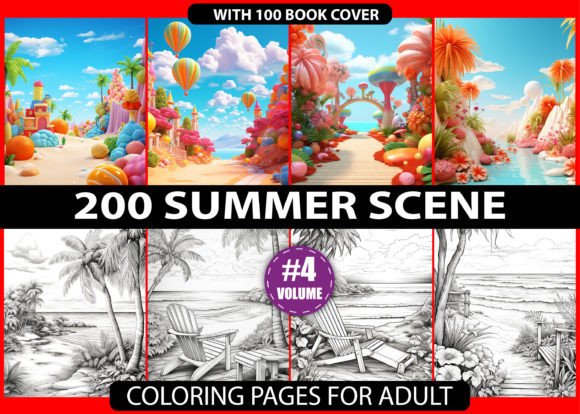 200 Summer Scene Coloring Pages - KDP