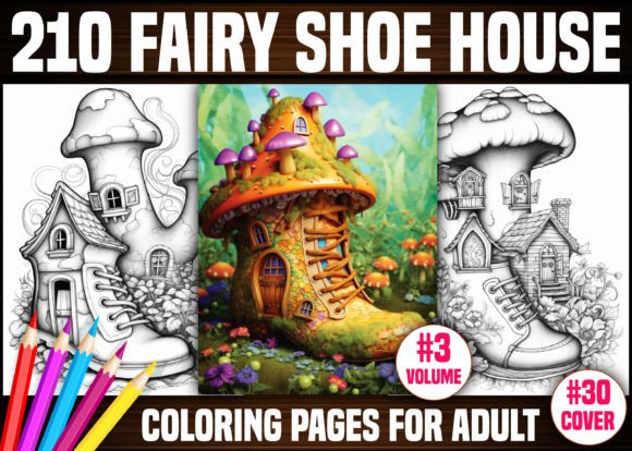 210 Fairy Shoe House Coloring Pages KDP
