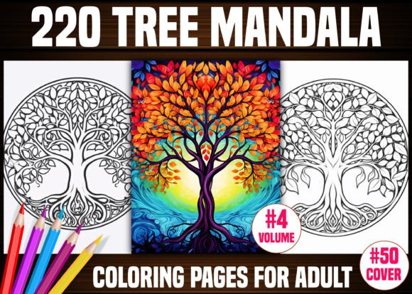 220 Tree Mandala Coloring Pages - KDP