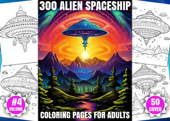 300 Alien Spaceship Coloring Pages - KDP