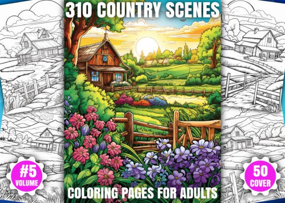 310 Country Scenes Coloring Pages - KDP