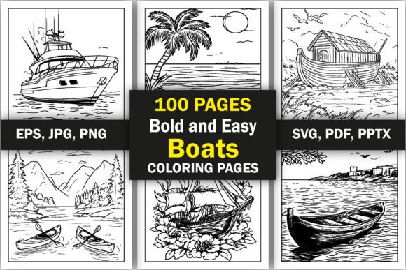Boats Adult Coloring Book for-Kdp