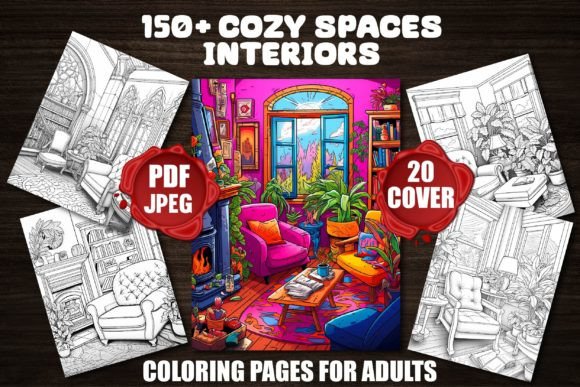 Cozy Spaces Interiors Coloring Pages