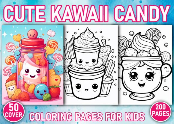 Cute Kawaii Candy Coloring Pages for KDP