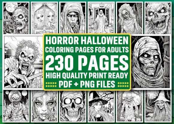 Horror Halloween Coloring Book Pages KDP