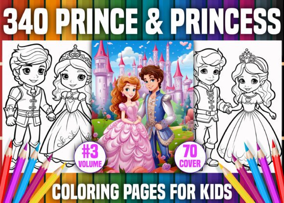 Prince and Princess Coloring Pages - KDP