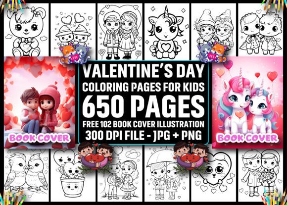 Sweetheart Adventures: 650 Valentine’s Day Coloring Pages for Kids — Your All-in-One KDP Interior & Cover Resource
